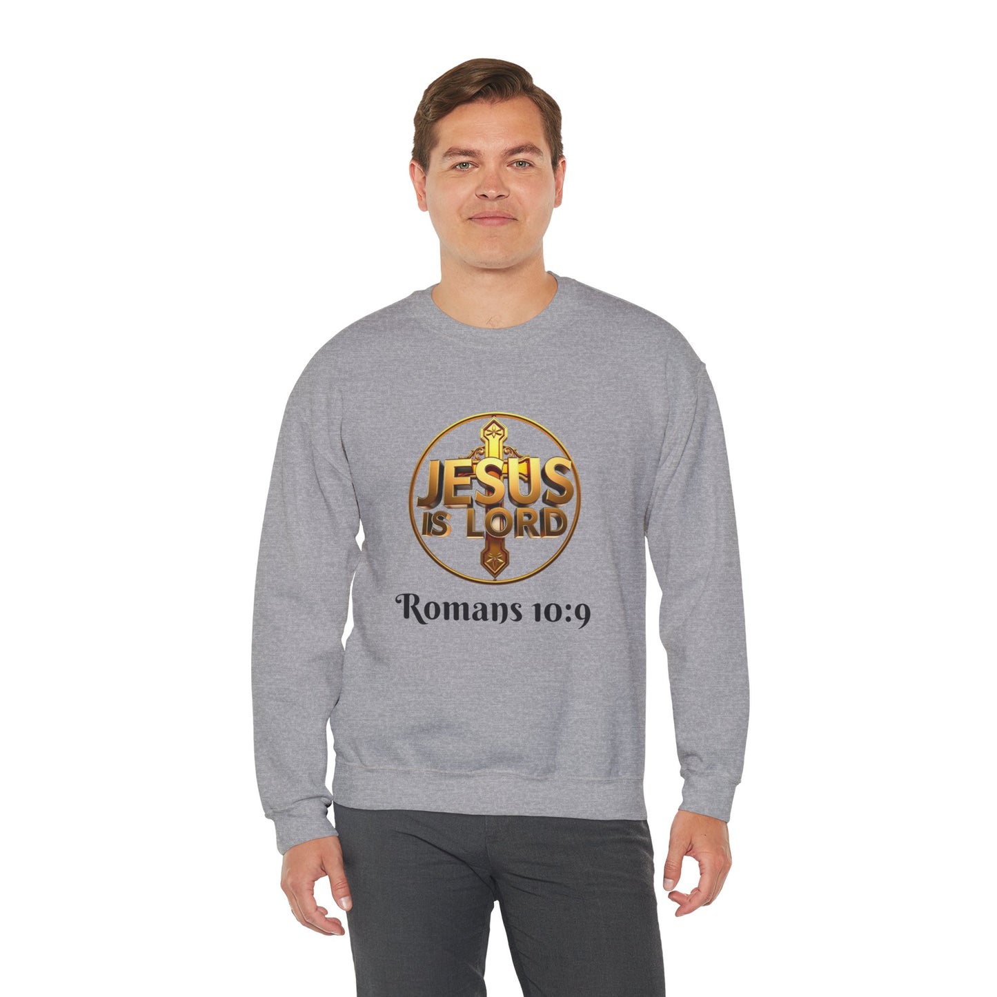Romans 10:9 Christian Sweater – Jesus Is Lord & He Is Risen (Dark Lettering)