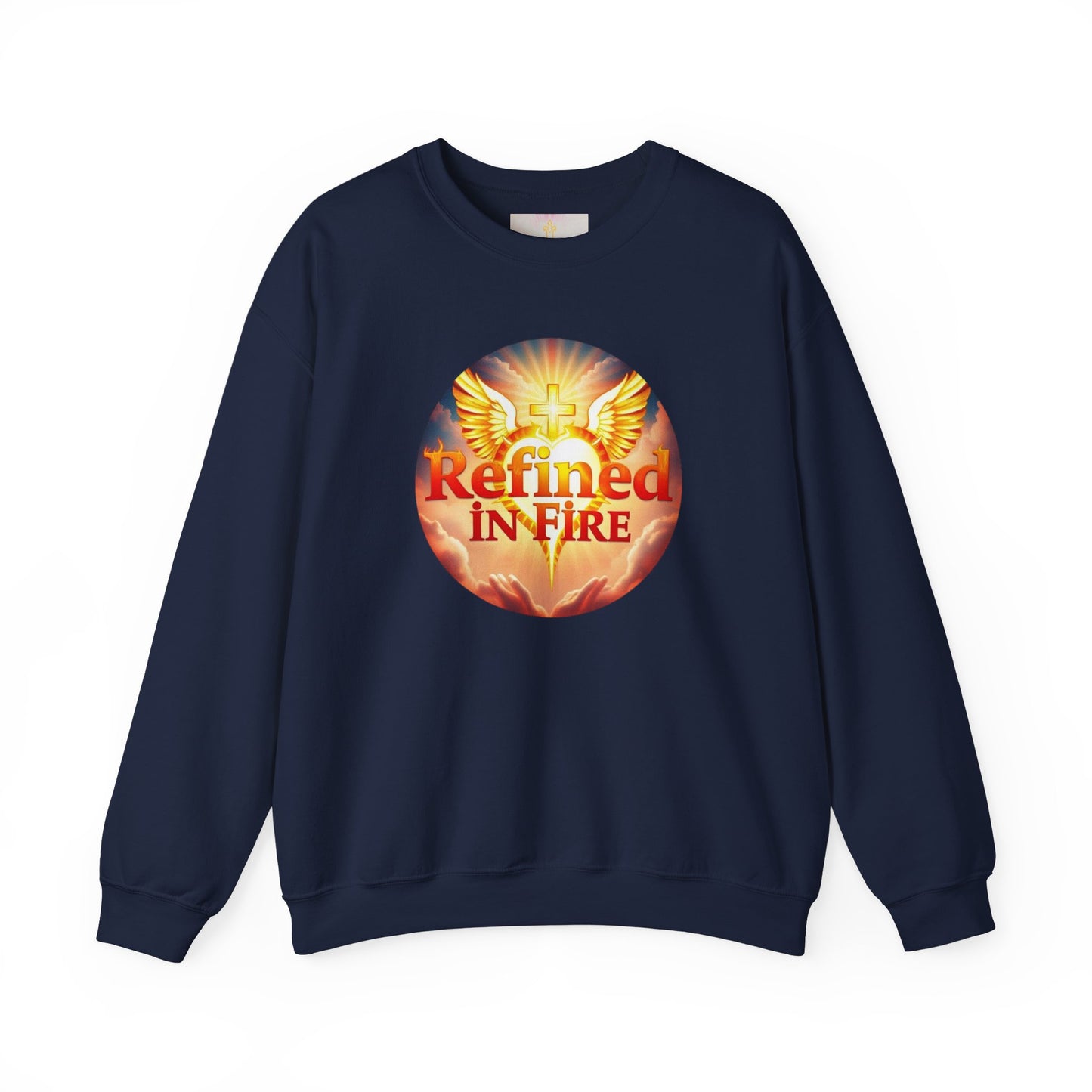 Men’s “Refined in Fire” Christian Sweatshirt – Bold Flame Design Pullover