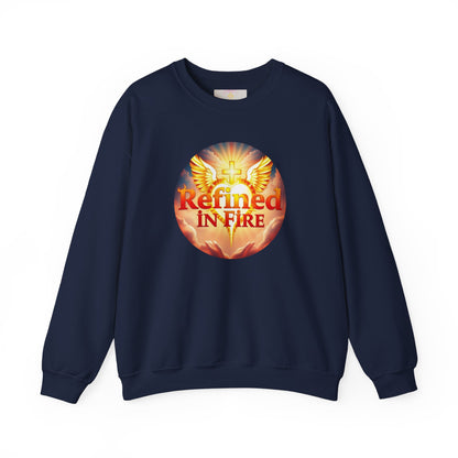 Men’s “Refined in Fire” Christian Sweatshirt – Bold Flame Design Pullover