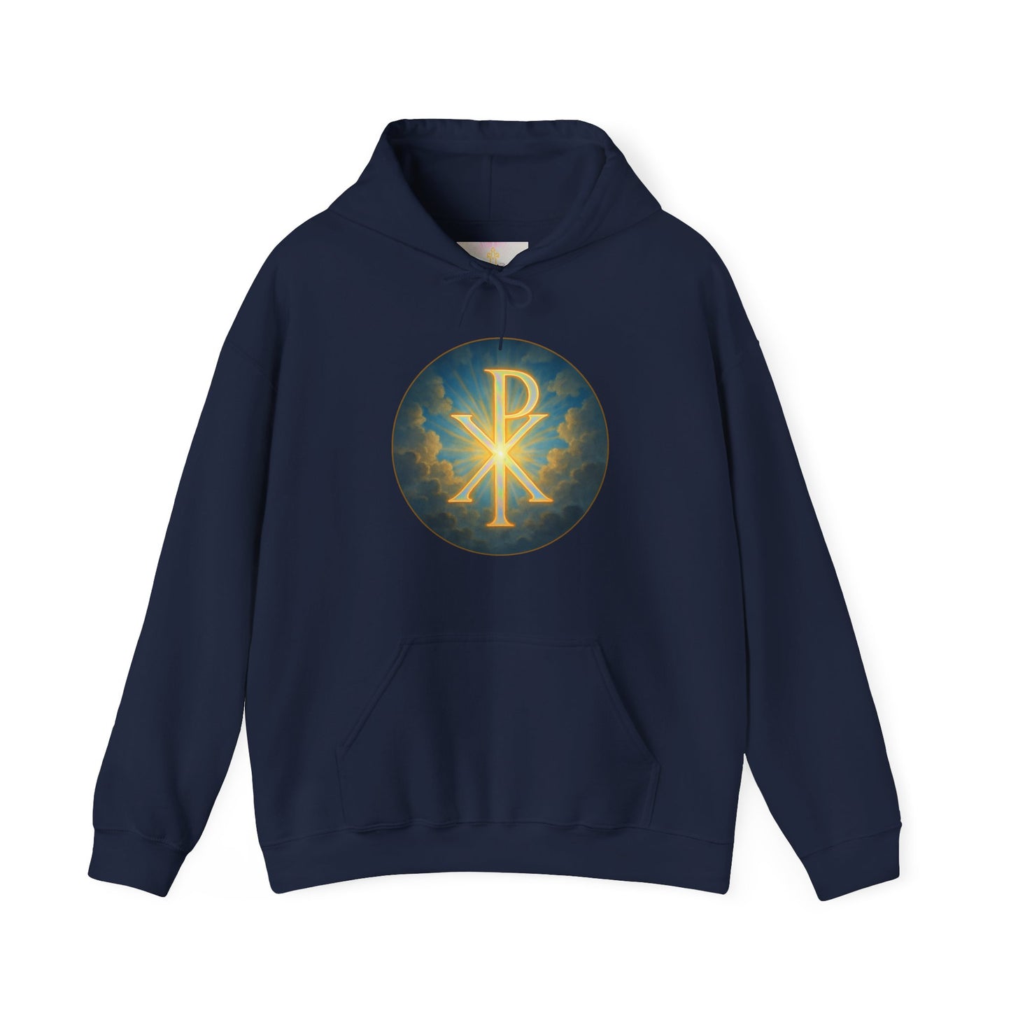 Men’s Christian Hoodie with Chi Rho Symbol – Faith Emblem Pullover