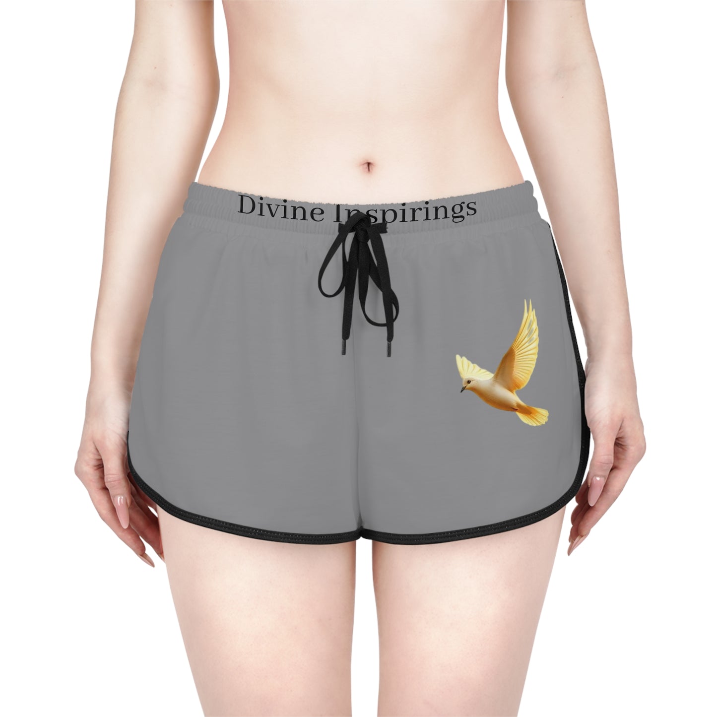 Peaceful Spirit Women's Shorts in Grey with Dove in Flight Design