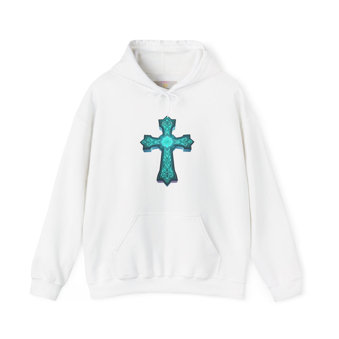 Women’s Heavenly Glow Hoodie – Luminous Cross Christian Design