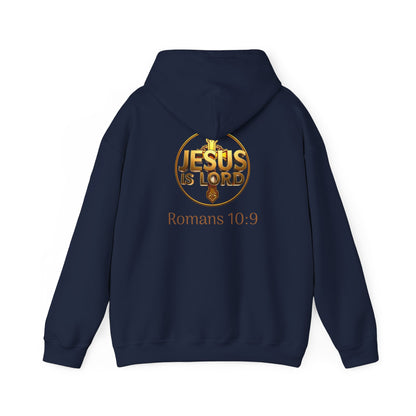 Jesus is Lord - Men's Christian Hoodie with Golden Cross
