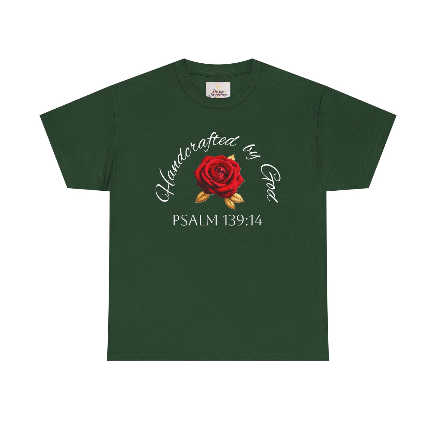 Handcrafted by God (Rose) - Woman's Christian T-Shirt (White Lettering)