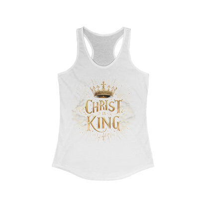 Christ the King | Women’s Racerback Tank – Golden Faith, Unshakable Strength
