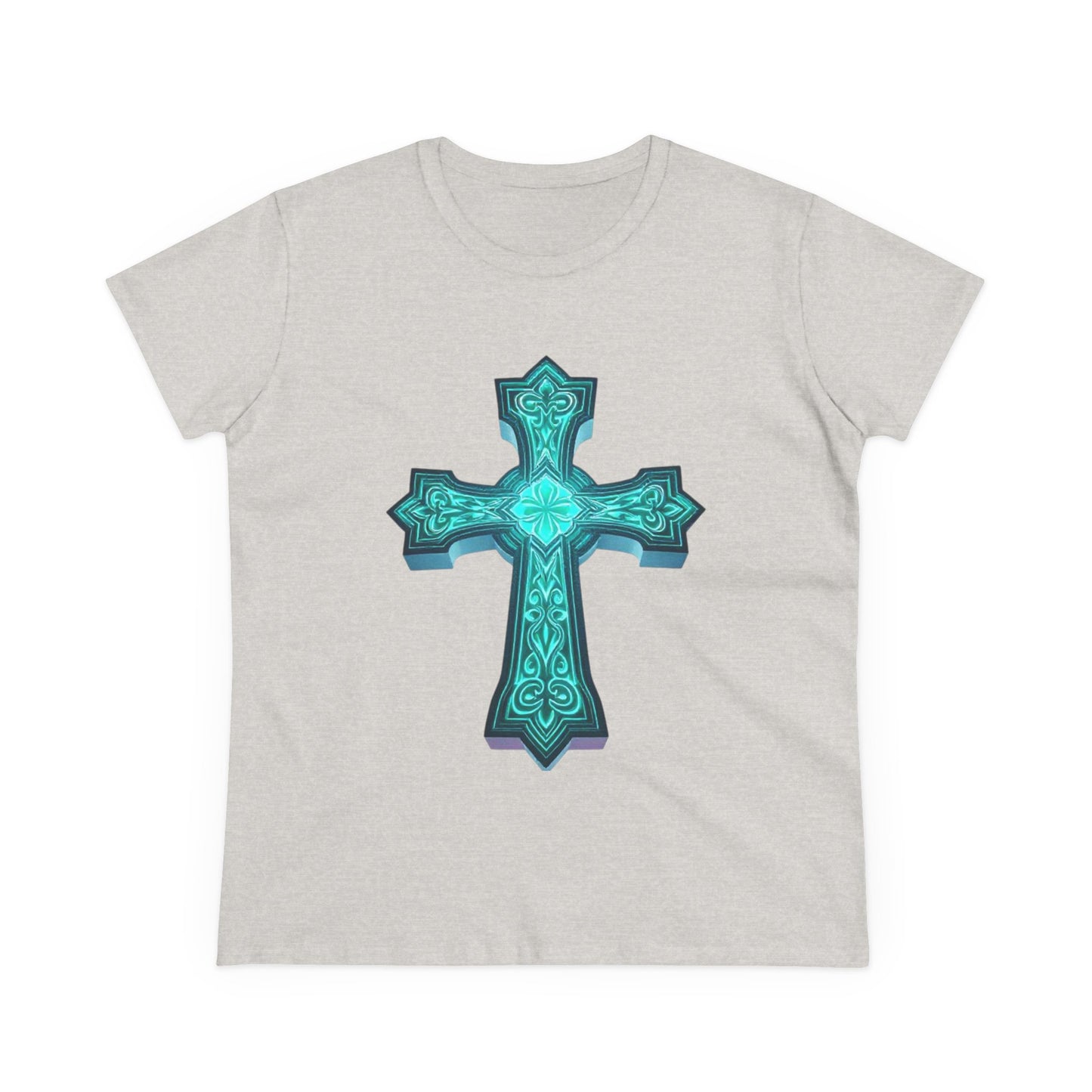 Women’s Light Within Fitted Tee – Luminous Cross Design