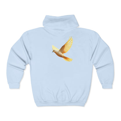 Peaceful Spirit Women's Zip-Up Hoodie with Dove in Flight Design