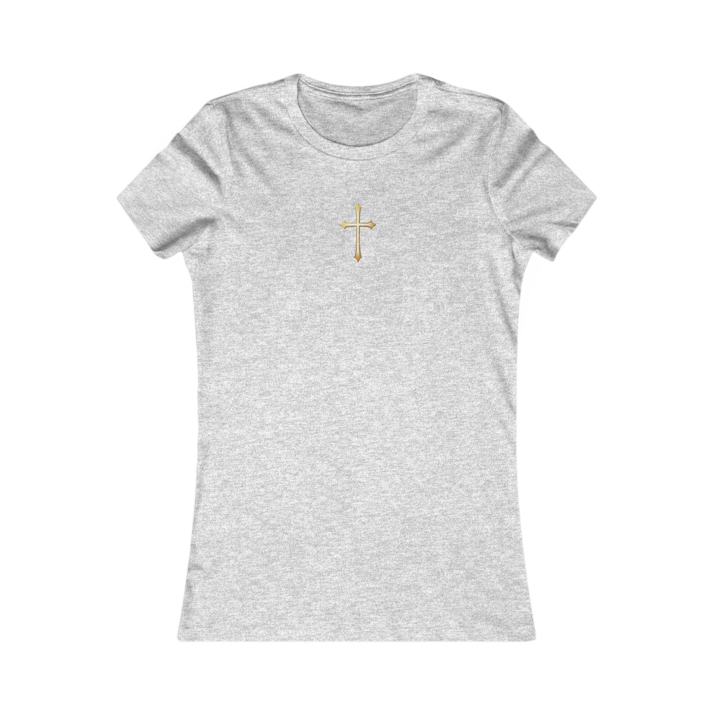 Women’s Gold Cross Pendant-Style Favorite Tee – Elegant Christian Faith Shirt