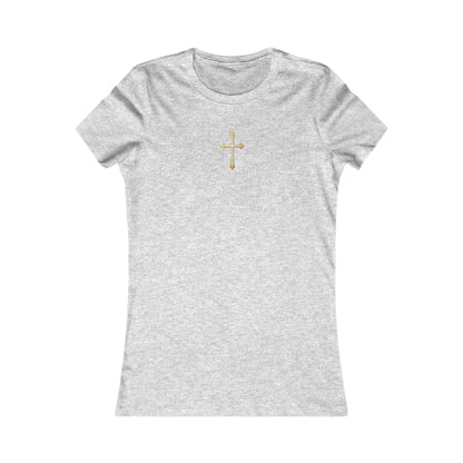 Women’s Gold Cross Pendant-Style Favorite Tee – Elegant Christian Faith Shirt
