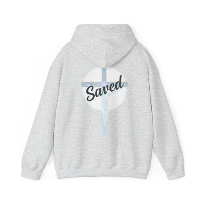 Saved in Christ – Men’s Faith Hoodie with Cross Design
