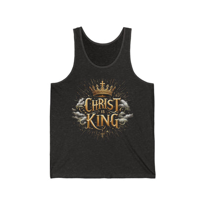 Christ the King | Women’s Faith Tank – Bold Gold Statement of Divine Strength