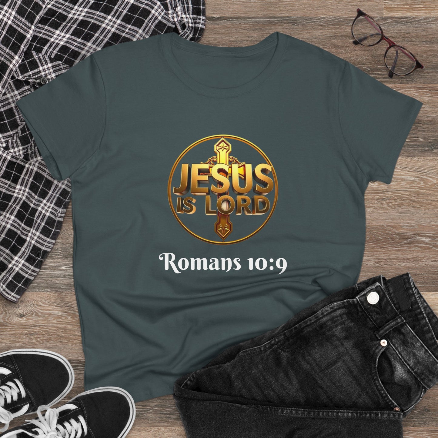 Jesus Is Lord / He Is Risen Christian Tee – Women’s Bold Faith Statement (White Lettering)