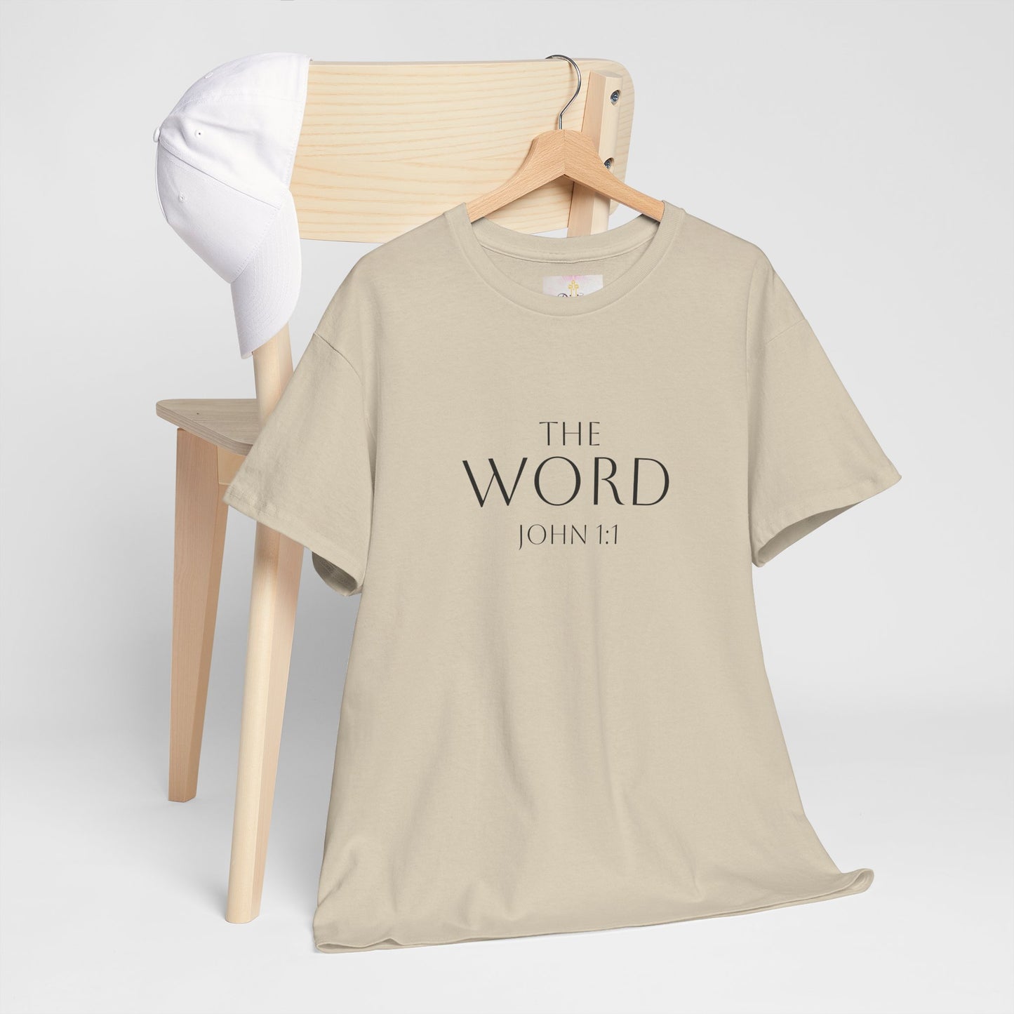 “The Word Eternal” – Men’s Christian Tee with Bold Dark Lettering (John 1:1)