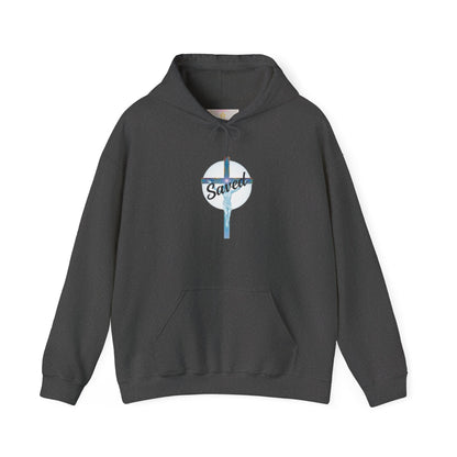 Saved in Christ – Men’s Faith Hoodie with Cross Design