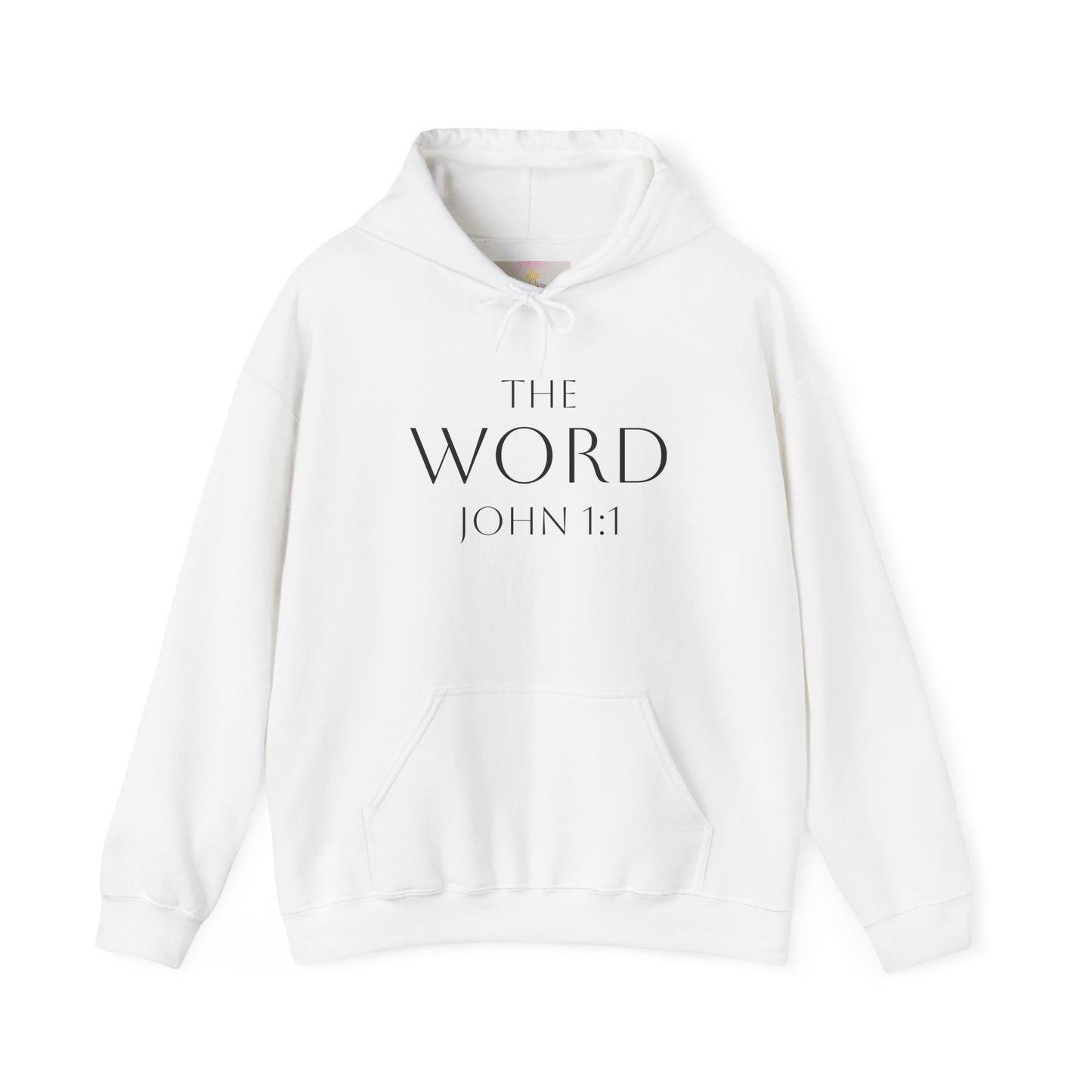 “The Word Eternal” – Women’s Christian Hoodie with Bold Dark Lettering (John 1:1)