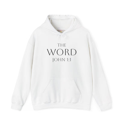 “The Word Eternal” – Women’s Christian Hoodie with Bold Dark Lettering (John 1:1)