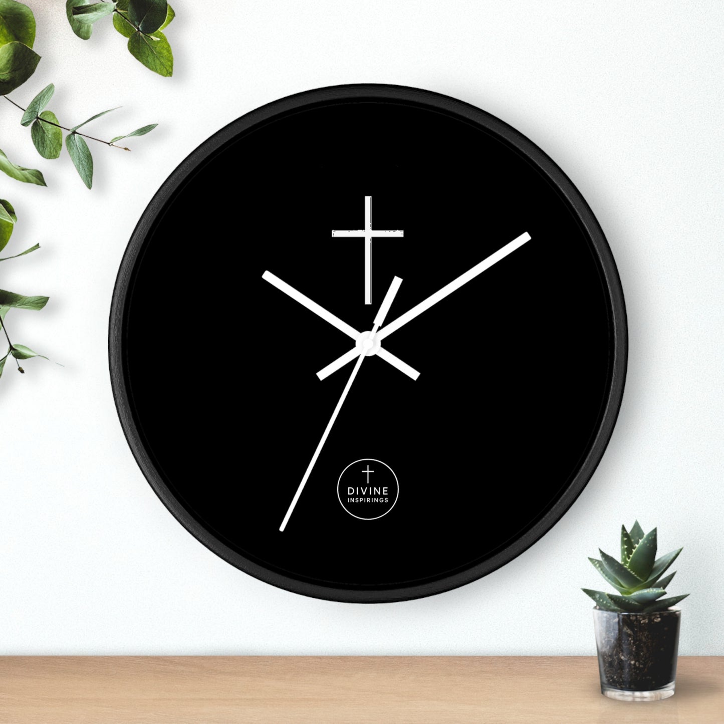 Minimalist White Cross Wall Clock – Pure Christian Home Decor