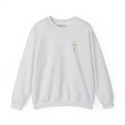 Men’s Elegance w/ Gold Cross Sweatshirt – Subtle Christian Faith Apparel