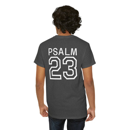 Psalm 23 Men’s T-Shirt – Inspired Sports-Style Shirt (White Numbering)