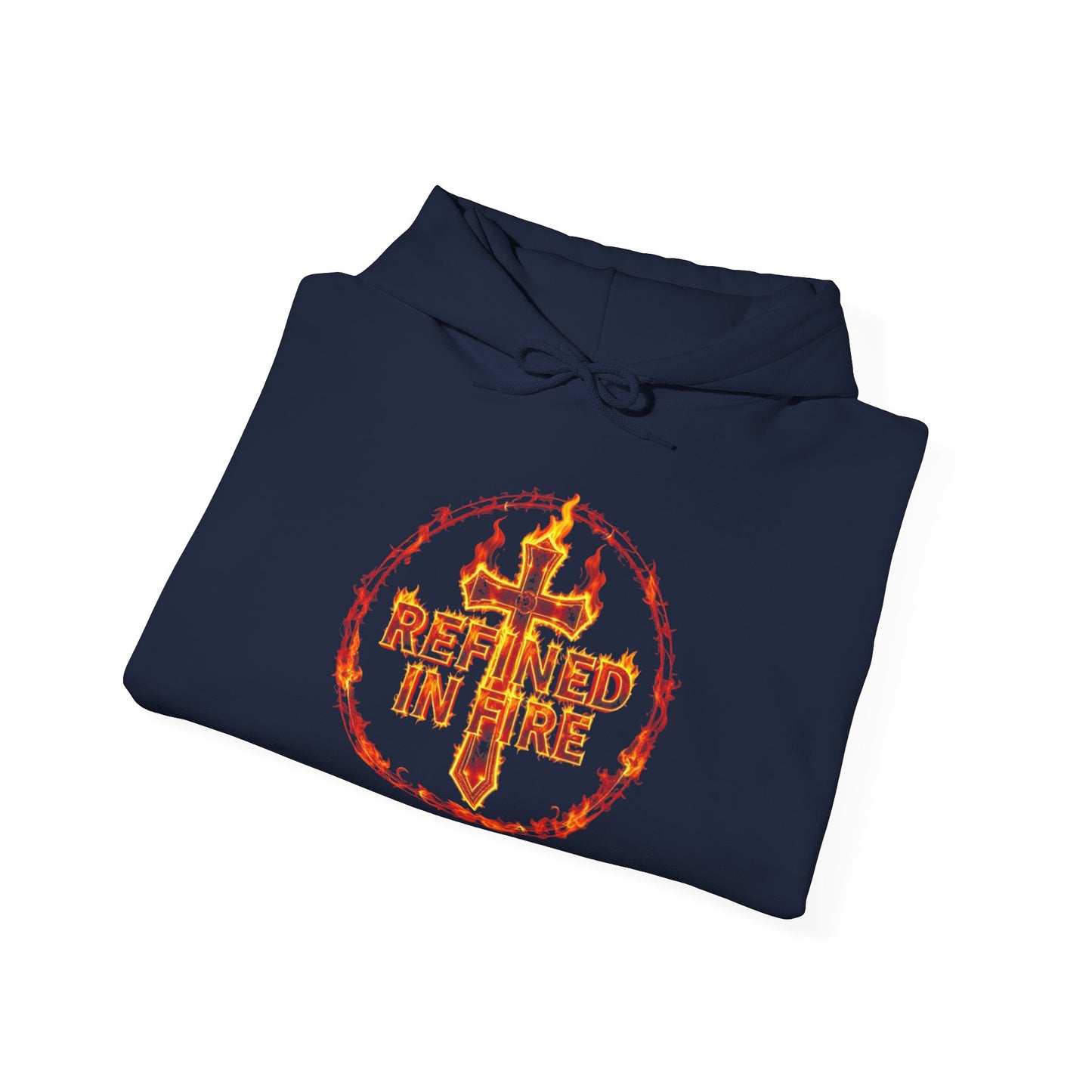 Men’s “Refined in Fire” Christian Hoodie – Flame Design Faith Pullover