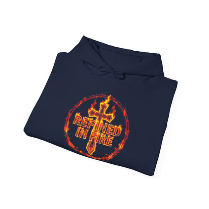 Men’s “Refined in Fire” Christian Hoodie – Flame Design Faith Pullover
