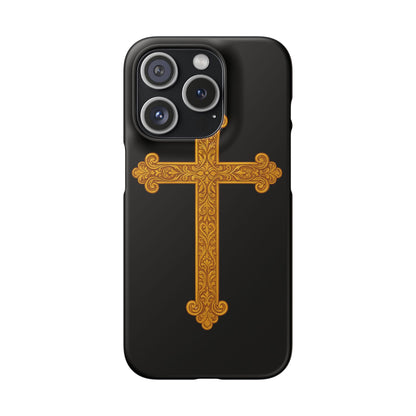 Black iPhone Snap Case – Gold Cross Design