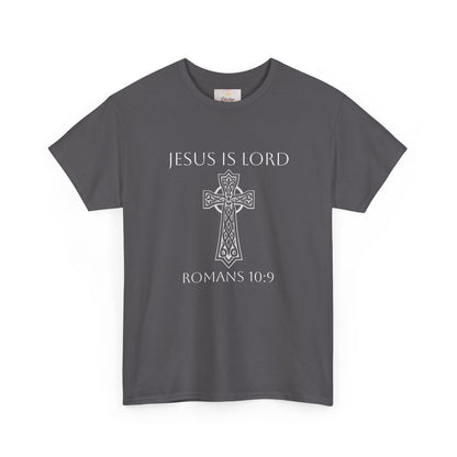 Women's Jesus is Lord Christian T-Shirt – Modern Cross Design (White Lettering)