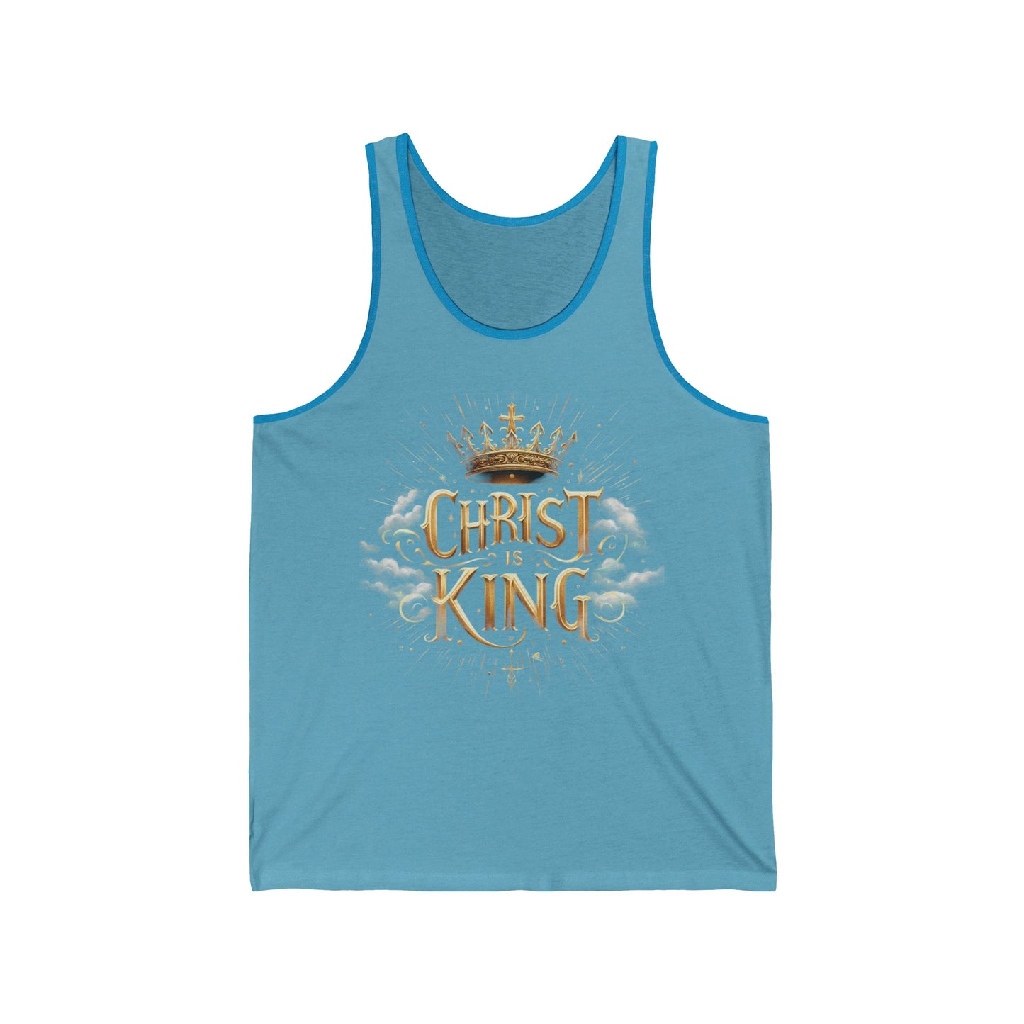 Christ the King | Women’s Faith Tank – Bold Gold Statement of Divine Strength