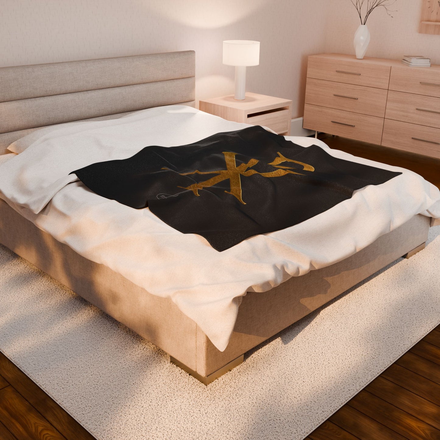 Eternal Glory Plush Blanket – Gold Chi Rho on Black