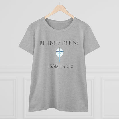 Refined in Fire – Isaiah 48:10 Christian Faith Tee (Dark Lettering)