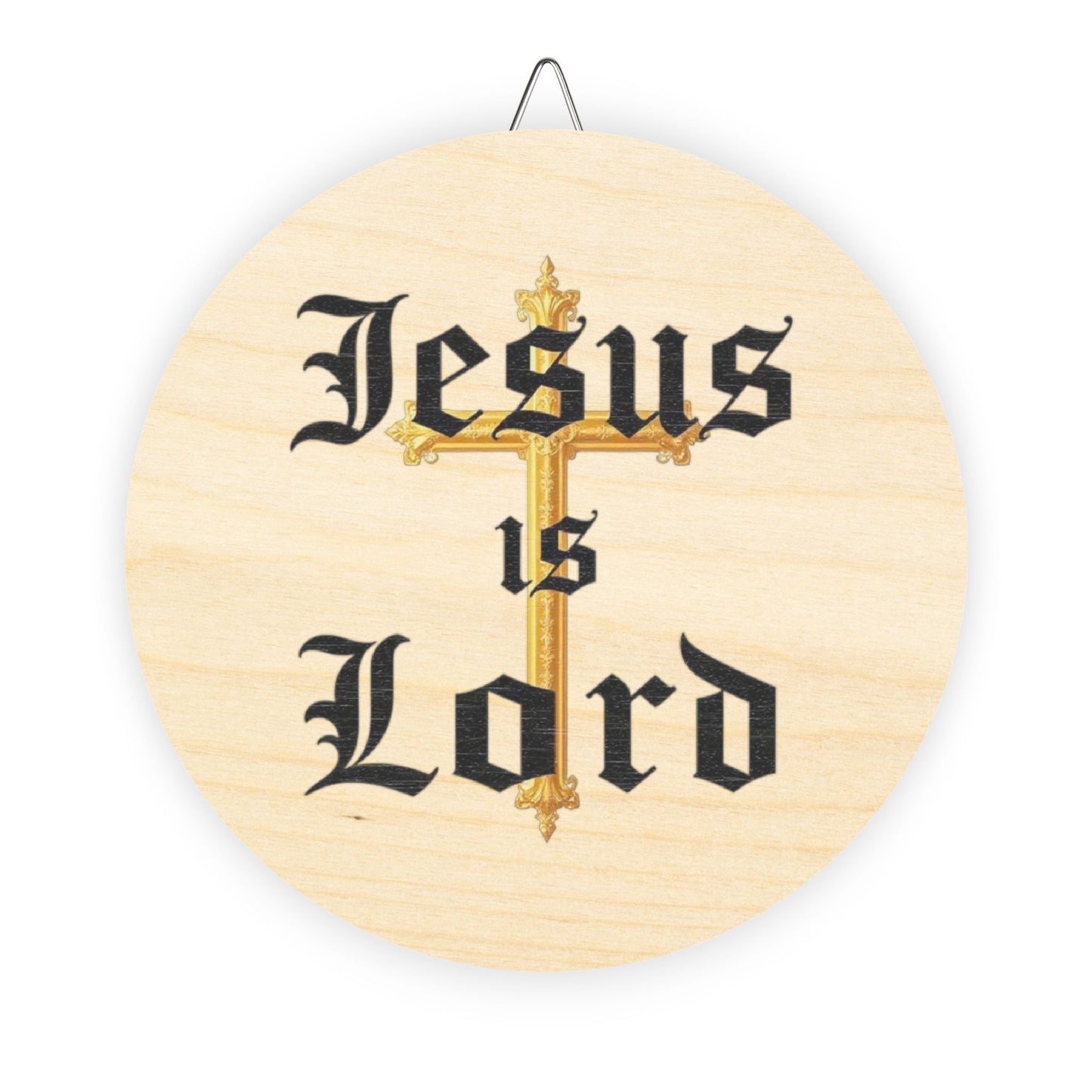 Jesus Is Lord Wall Hanging — Gold Cross Christian Décor
