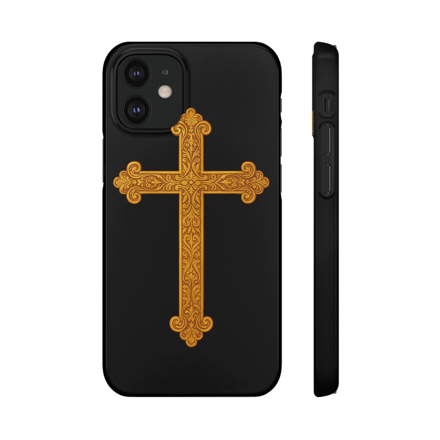 Black iPhone Snap Case – Gold Cross Design