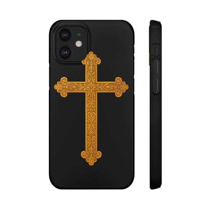 Black iPhone Snap Case – Gold Cross Design