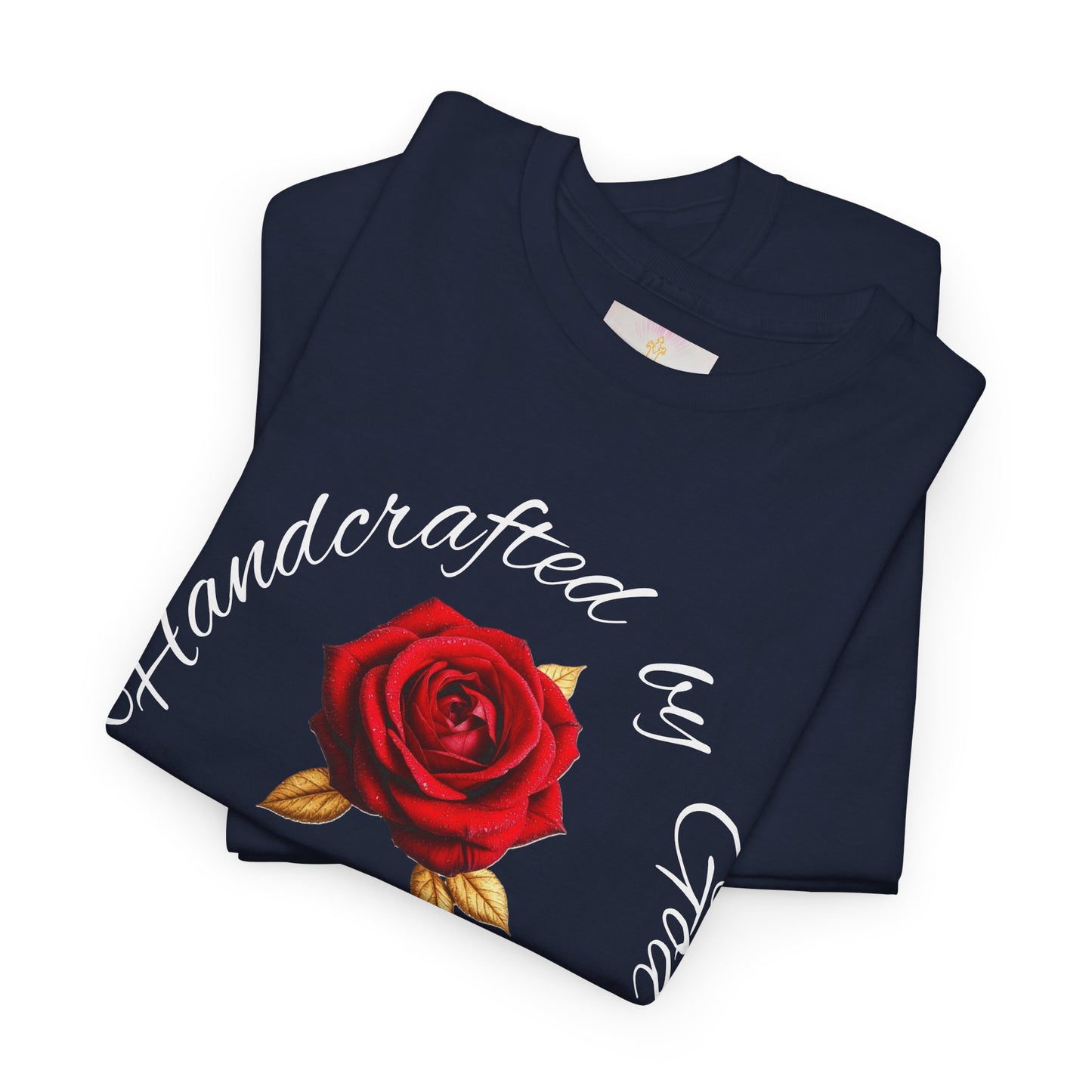 Handcrafted by God (Rose) - Woman's Christian T-Shirt (White Lettering)