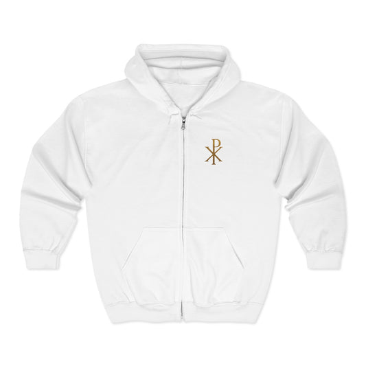 Men’s Chi Rho Zip-Up Hoodie – Comfortable Faith-Inspired Style
