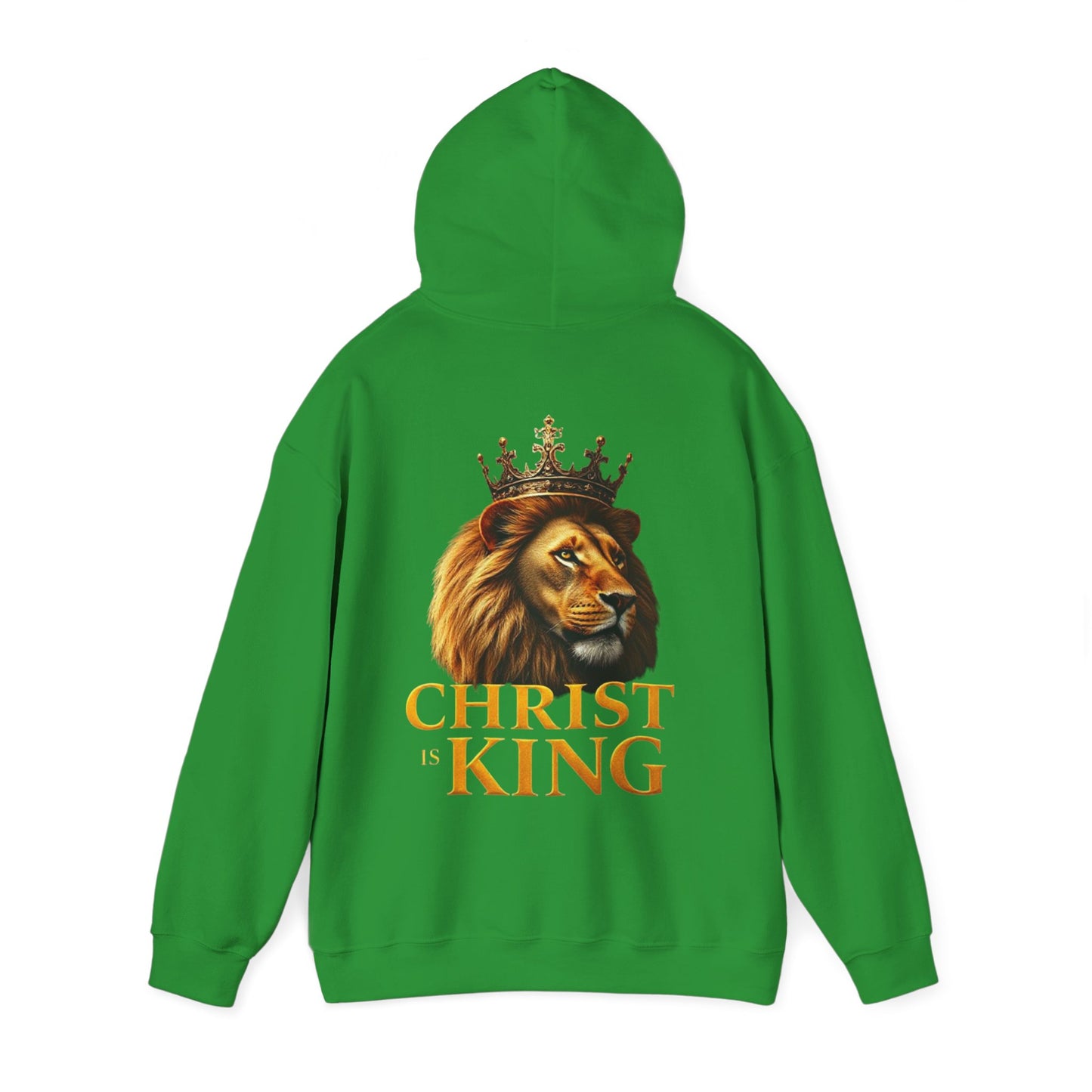 Alpha & Omega Power – Men’s Hoodie with Crowned Lion and Gold Cross