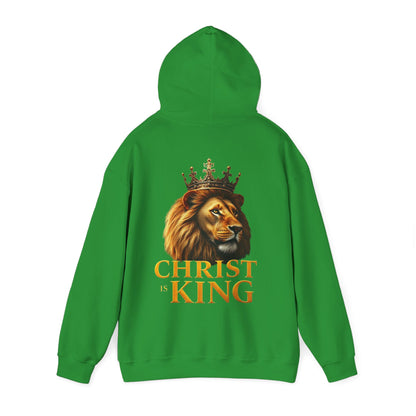 Alpha & Omega Power – Men’s Hoodie with Crowned Lion and Gold Cross