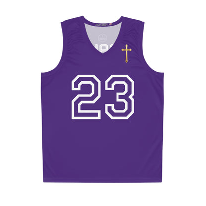 Psalm 23 Men's Basketball Jersey (Purple) – Faith in Every Play
