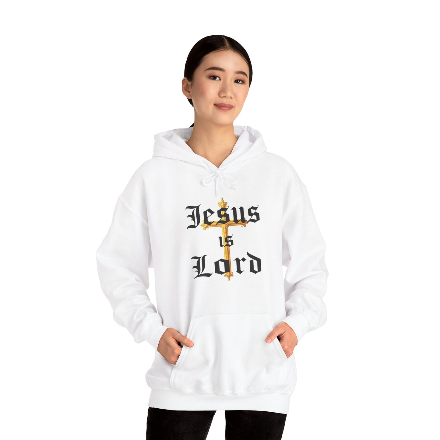 Women’s “Jesus is Lord” Christian Hoodie – Faith Statement Pullover with Cross