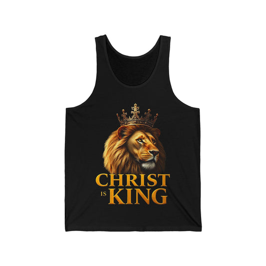 Christ is King – Men’s Christian Tank Top with Lion & Cross Design