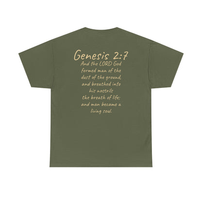 Formed from the Dust | Men’s Christian T-Shirt with Genesis 2:7 (Light Lettering)