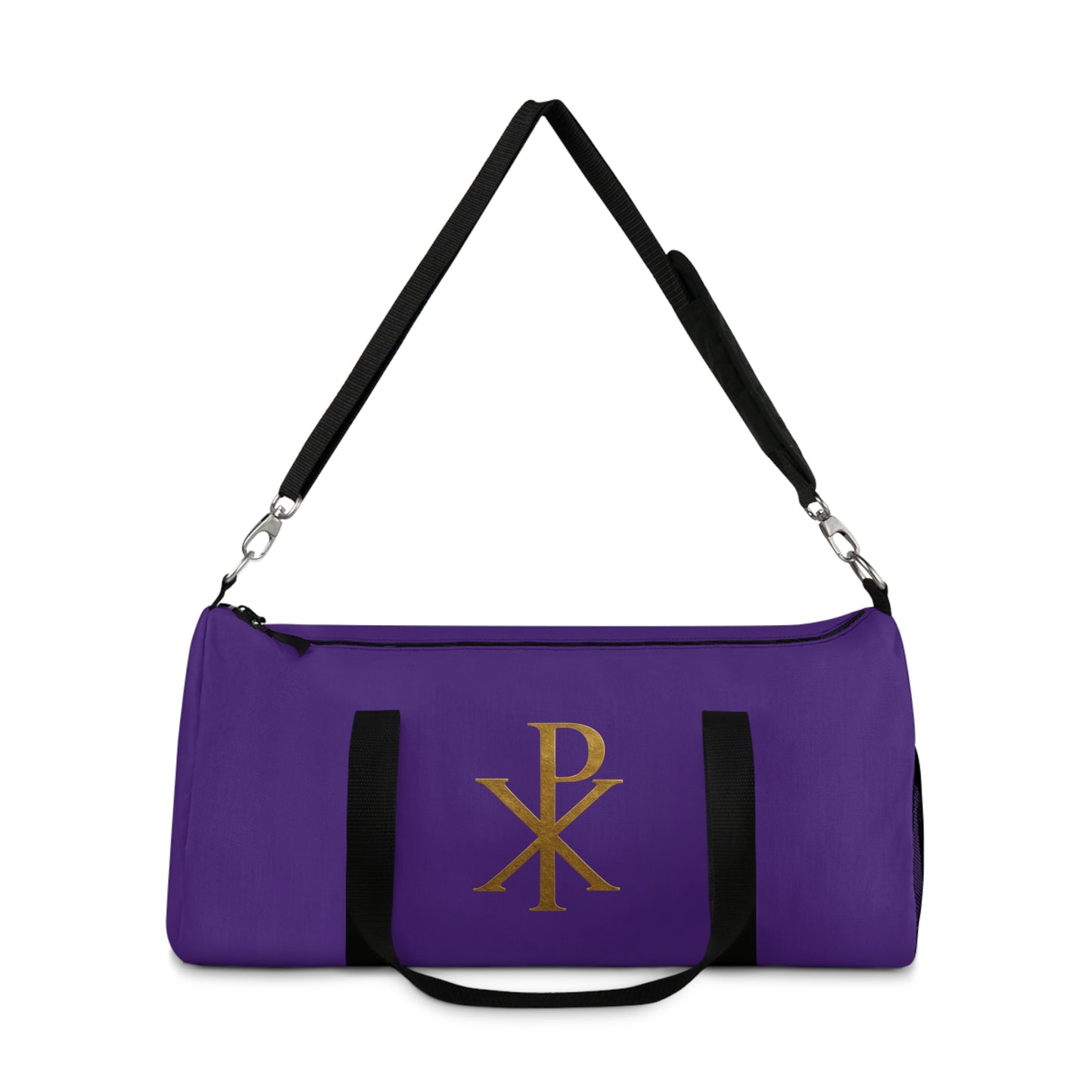 Christ’s Victory Duffle Bag in Purple – Chi Rho Symbol