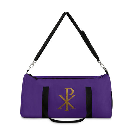 Christ’s Victory Duffle Bag in Purple – Chi Rho Symbol