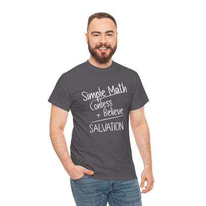 Simple Math of Salvation Men’s T-Shirt – Bold Faith (White Chalk)