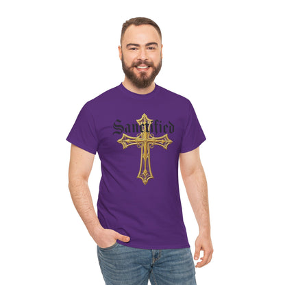 Sanctified Men's Gothic Cross T-Shirt – Faith in Bold Elegance