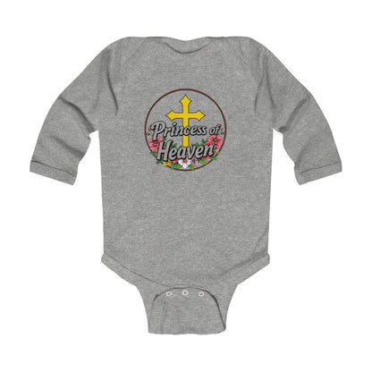 Infant Girls’ “Princess of Heaven” Long Sleeve Christian Onesie – Soft Faith-Inspired Baby Bodysuit
