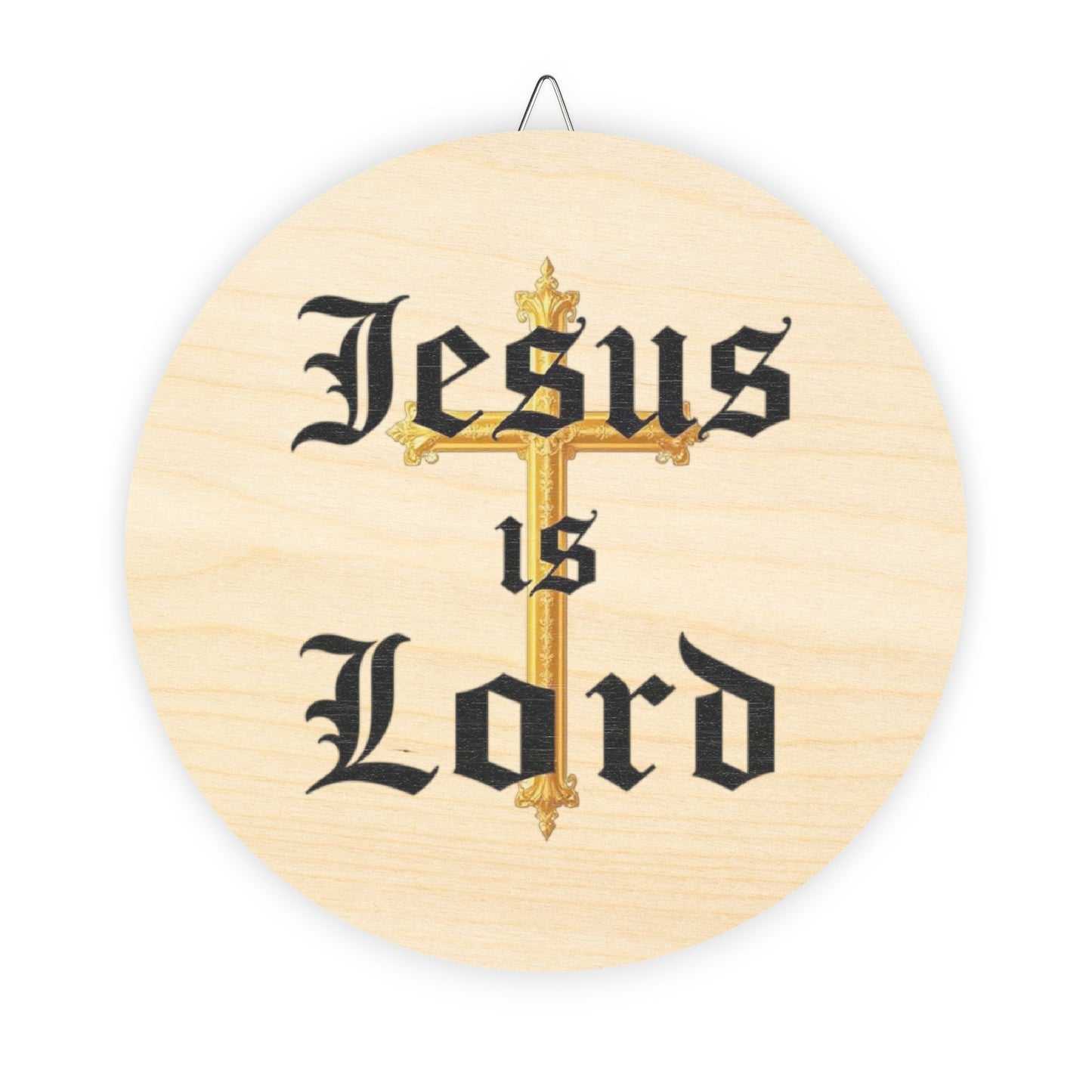 Jesus Is Lord Wall Hanging — Gold Cross Christian Décor