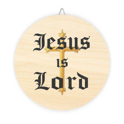 Jesus Is Lord Wall Hanging — Gold Cross Christian Décor