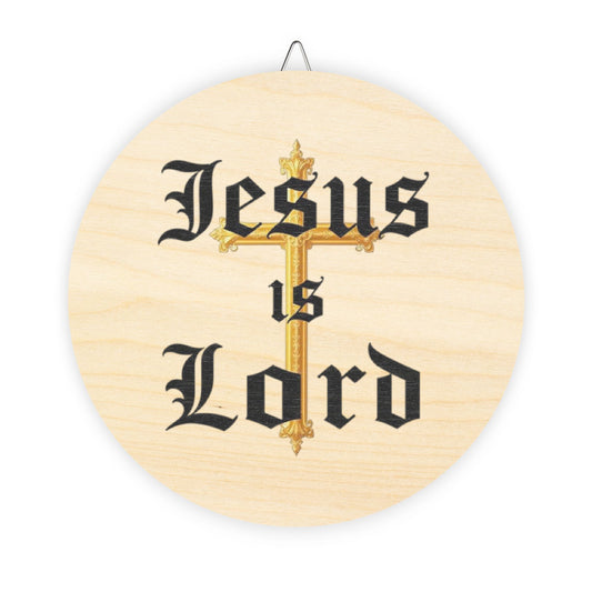 Jesus Is Lord Wall Hanging — Gold Cross Christian Décor