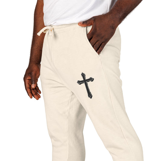 Men’s Black Cross Fleece Jogger Pants – Faith-Inspired Comfort & Everyday Style